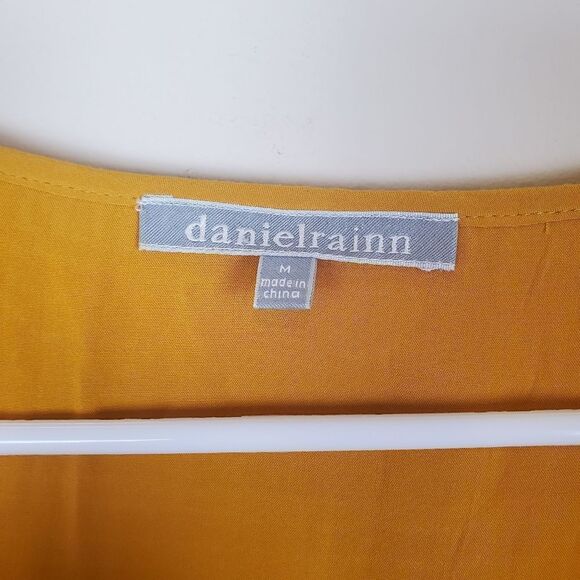 Daniel Rainn Mustard Gold Embroidered Tunic Dress Size Medium - Picture 4 of 6